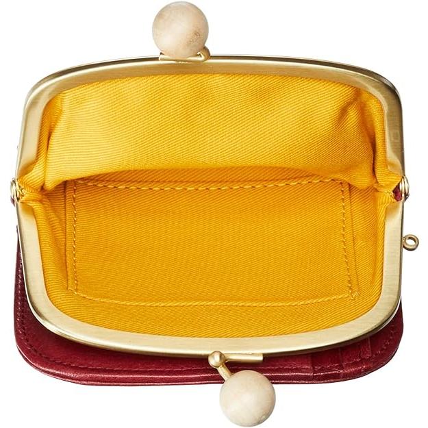 Folna(フォルナ)【日本製】牛革製ウッドボールがま口 二つ折り財布 fol