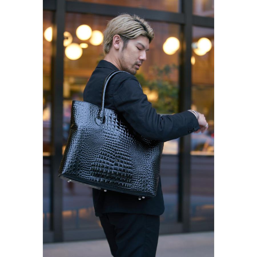 【rena-iris made in japan】【日本製】男女兼用ビジネス仕様・牛革エナメルクロコ スーパーラージサイズ・トートバッグ ri-669-e |  | 10