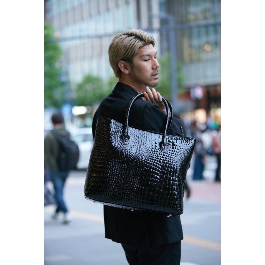 【rena-iris made in japan】【日本製】男女兼用ビジネス仕様・牛革エナメルクロコ スーパーラージサイズ・トートバッグ ri-669-e |  | 08
