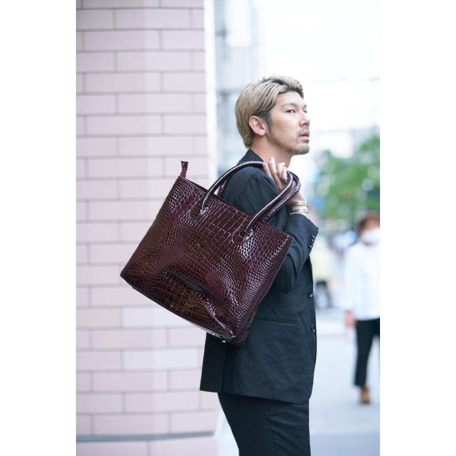 【rena-iris made in japan】【日本製】男女兼用ビジネス仕様・牛革エナメルクロコ スーパーラージサイズ・トートバッグ ri-669-e |  | 07