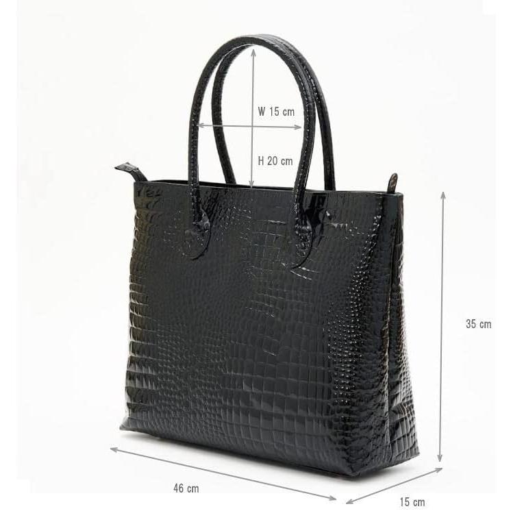 【rena-iris made in japan】【日本製】男女兼用ビジネス仕様・牛革エナメルクロコ スーパーラージサイズ・トートバッグ ri-669-e |  | 13