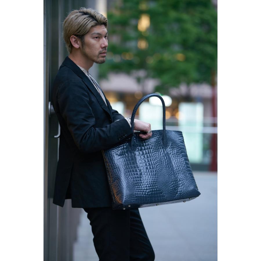【rena-iris made in japan】【日本製】男女兼用ビジネス仕様・牛革エナメルクロコ スーパーラージサイズ・トートバッグ ri-669-e |  | 06