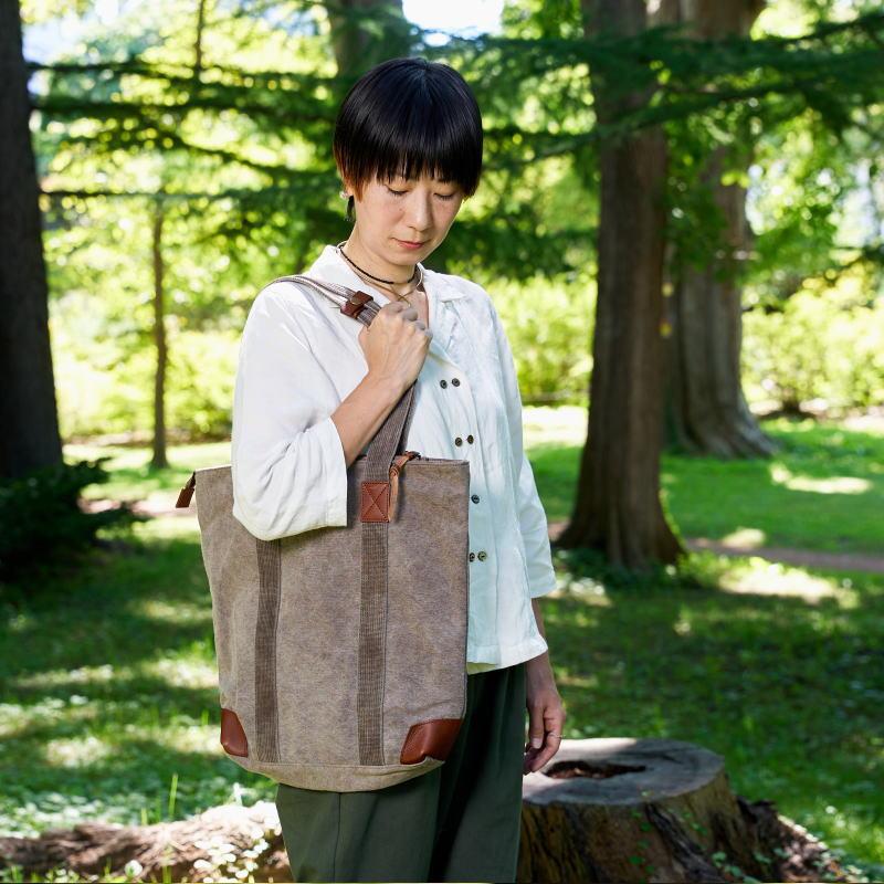 rena 豊岡(レナ　トヨオカ）cheviot(チェビオット） 【豊岡製・神鍋山火山灰土染め】8号帆布トートバッグ（縦型）　tz-22 |  | 04
