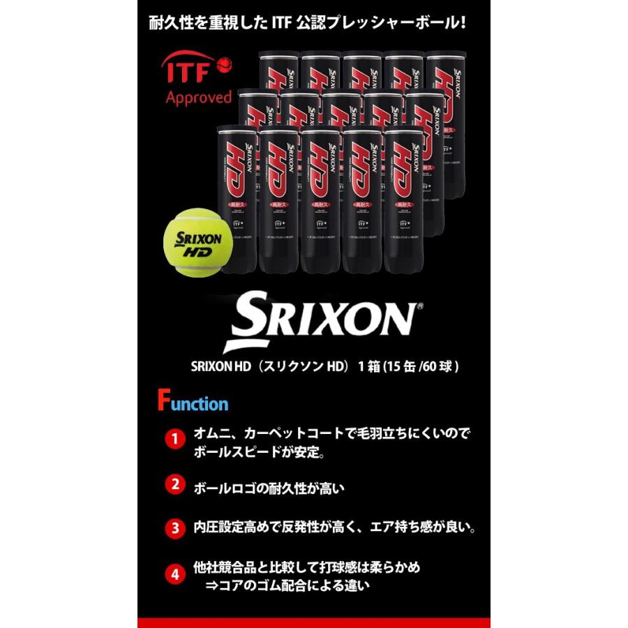 「365日出荷」SRIXON スリクソン SRIXON HD スリクソンHD  1箱 15缶/60球 テニスボール  『即日出荷』｜kpi｜03