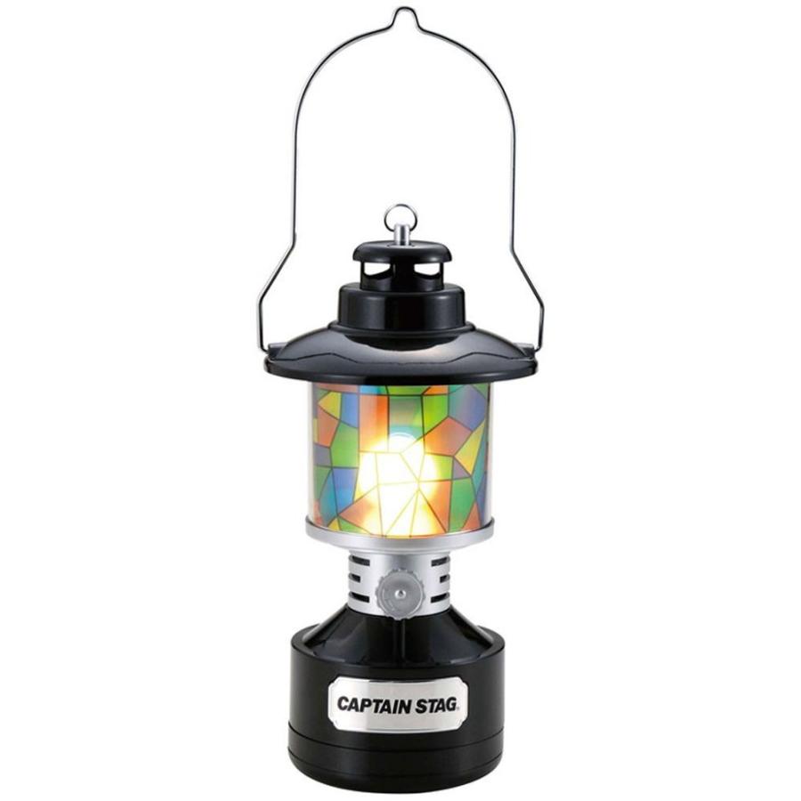 キャプテンスタッグ アウトドア設備用品 ツインライト LEDランタン ステンドグラス風シート付 ブラック UK4033