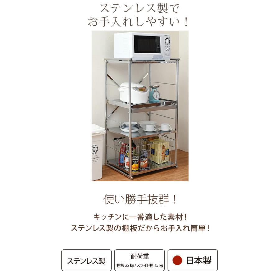 ステンレス レンジラック ミドル 扉 レンジボード 台所収納 扉収納 スライド棚付き 大型レンジラック キッチン収納 キッチン小物 キッチンラック_1