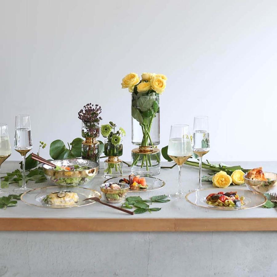 【激レア・豪華】ボヘミアグラス　パーティー用仕切り付き大皿 オーボ ゴールド ガラスプレート 220 4枚入 食器 高級感 食卓の彩り