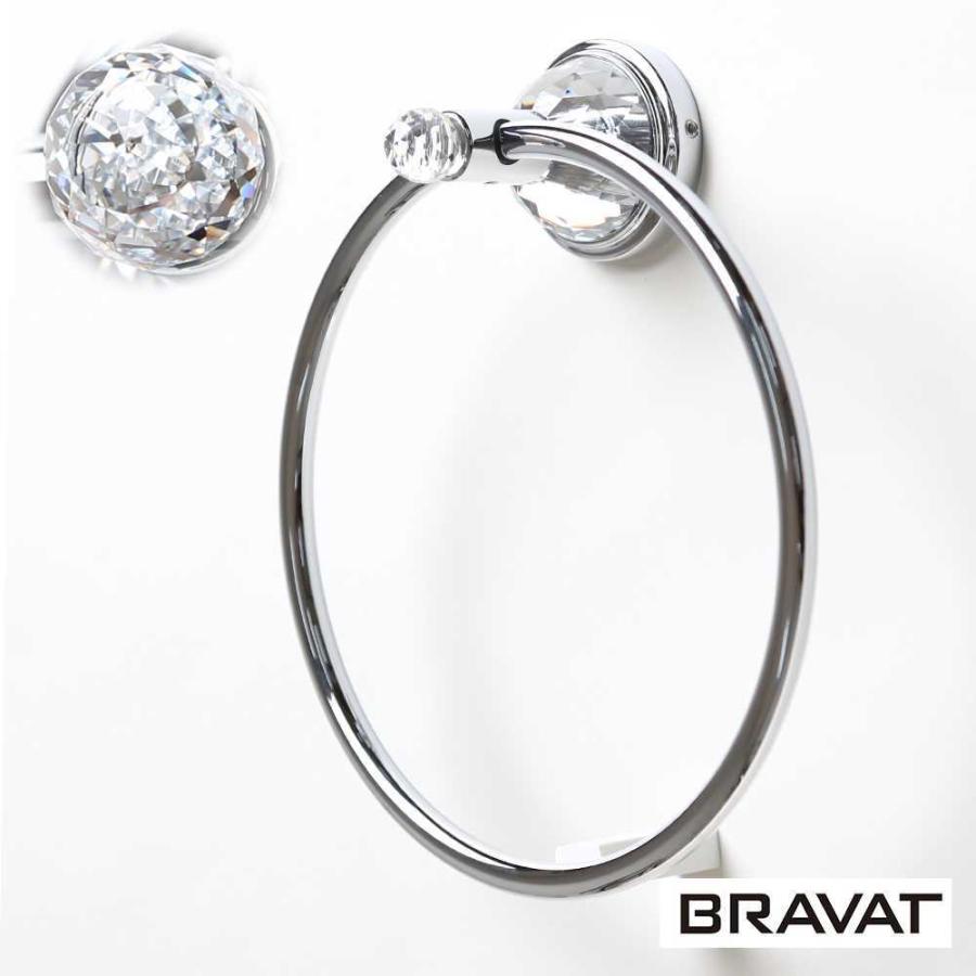 タオルハンガー BRAVAT SWAROVSKI Crytal タオルリング タオルかけ タオル掛け タオルホルダー 真鍮 スワロフスキークリスタル シルバー色