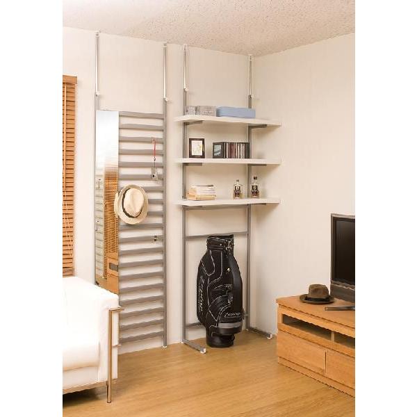 日本製 突っ張り ミラー付き パーテーション 幅60cm 壁面ミラー 突っ張りパーテーション つっぱりパーテーション 鏡 全身ミラー 姿見 送料無料 |  | 03