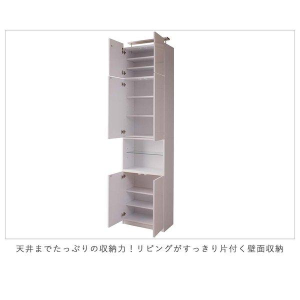 日本製 突っ張り壁面キャビネット オープン ホワイト ディスプレイ シンプル 完成品 可動棚 コード穴付き店舗用 オフィス 白 国産 幅約60cm_4