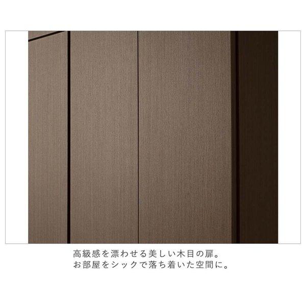 日本製 突っ張り壁面キャビネット オープン ダークブラウン ディスプレイ シンプル 完成品 可動棚 コード穴付きリビング ダイニング 木目調 国産_5