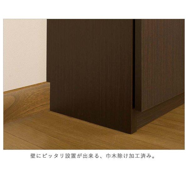 日本製 突っ張り壁面キャビネット オープン ダークブラウン ディスプレイ シンプル 完成品 可動棚 コード穴付きリビング ダイニング 木目調 国産_7