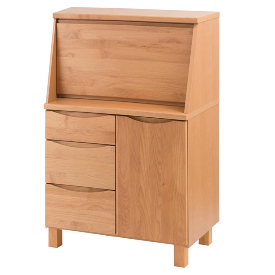 日本製 アルダー材のライティングビューロー 幅70 ライティング