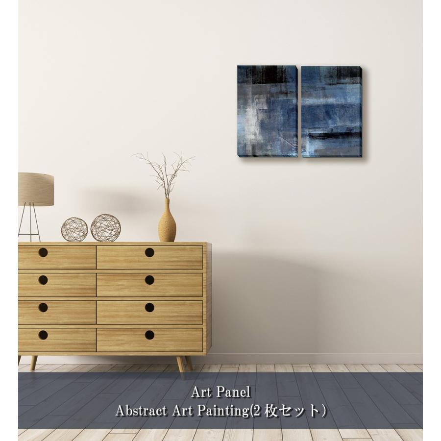 アートパネル Abstract Art Painting 2枚セット 絵画 抽象画 壁掛け 壁飾り 2枚セット ポスター 黒青 額縁なしの画像