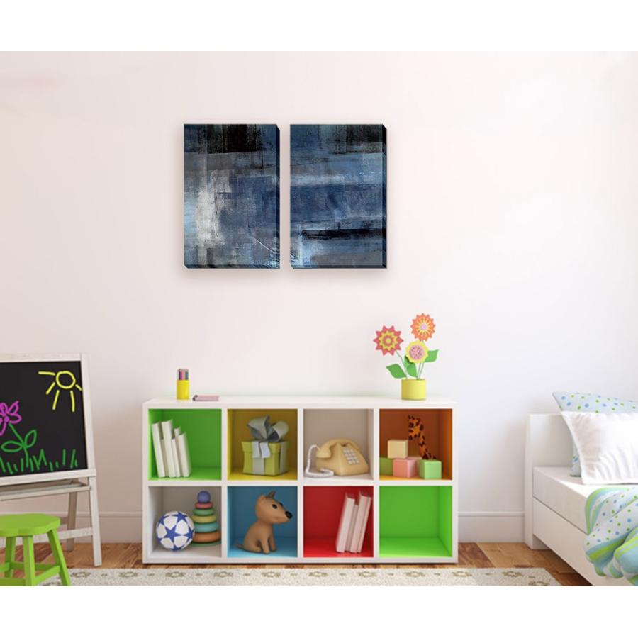 アートパネル Abstract Art Painting 2枚セット 絵画 抽象画 壁掛け 壁飾り 2枚セット ポスター 黒青 額縁なしの画像