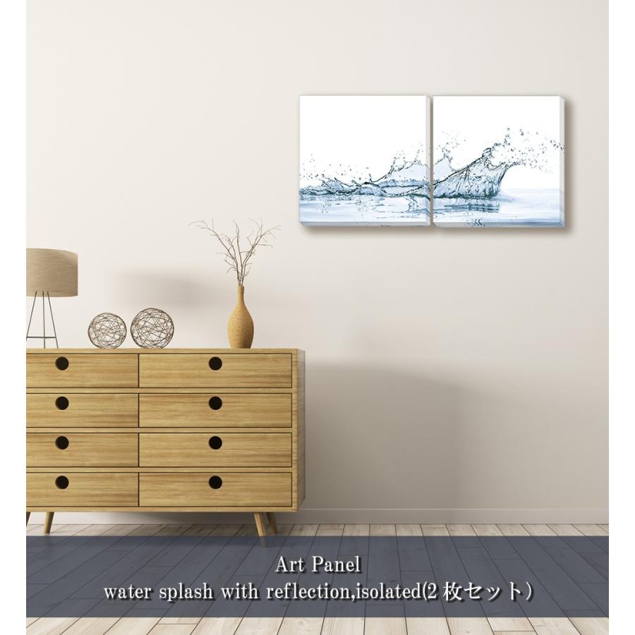 アートパネル water splash with reflection isolated 2枚セット モダンアート 水の王冠 壁掛け 壁飾り 2枚の画像