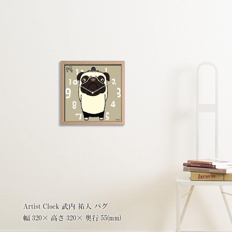 掛け時計 Artist 額縁 Clock パグ 武内 祐人 パグ 掛け時計 犬 掛け時計 壁掛け時計 壁掛け 壁飾り
