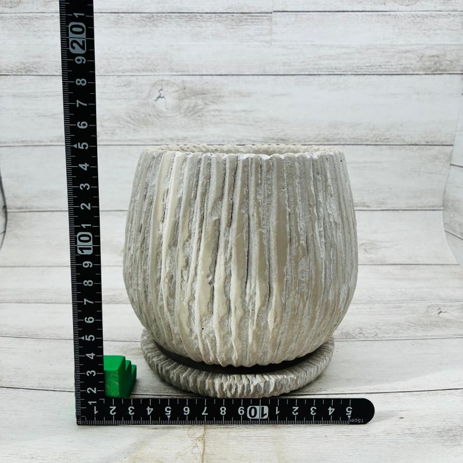 5号　丸型アンティーク陶器鉢　受け皿付き　ホワイト　おしゃれ　観葉植物　　室内　引っ越し　ギフト |  | 02
