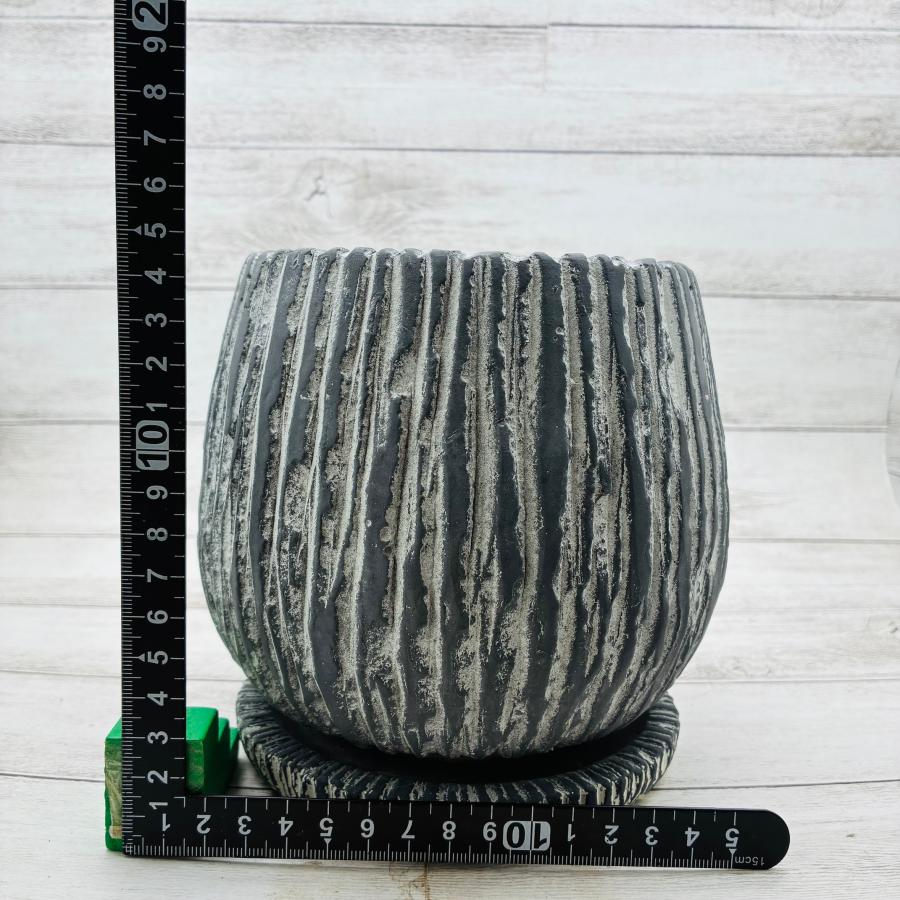 5号　丸型アンティーク陶器鉢　受け皿付き　グレー　おしゃれ　観葉植物　　室内　引っ越し　ギフト |  | 02