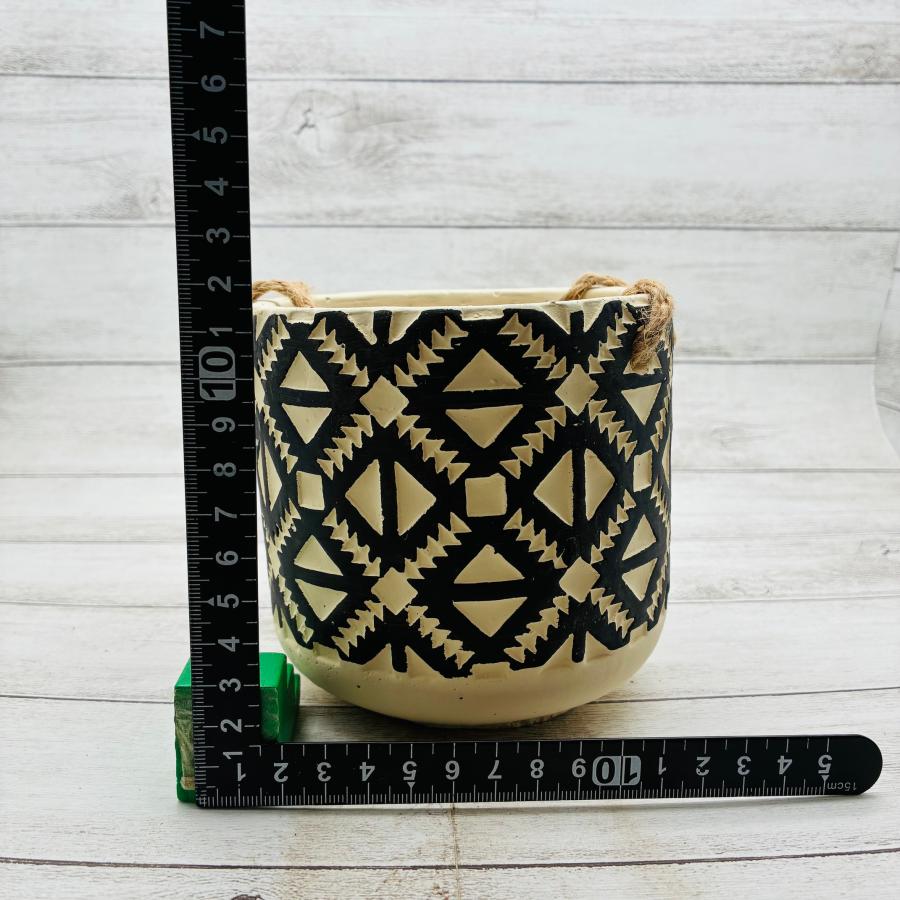 エスニックプランター　黒　ハンキング　陶器　おしゃれ　観葉植物　　室内　引っ越し　ギフト |  | 03