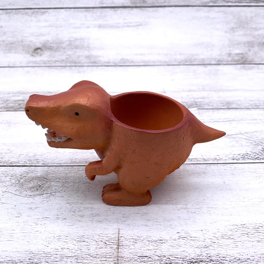 てのひらサイズの鉢　恐竜　ティラノサウルス　2号　デスク　棚　観葉植物　インテリア | 