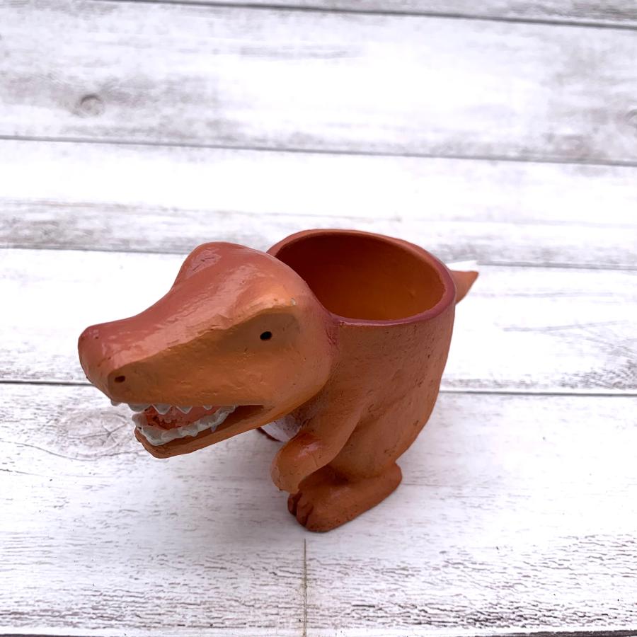 てのひらサイズの鉢　恐竜　ティラノサウルス　2号　デスク　棚　観葉植物　インテリア |  | 01