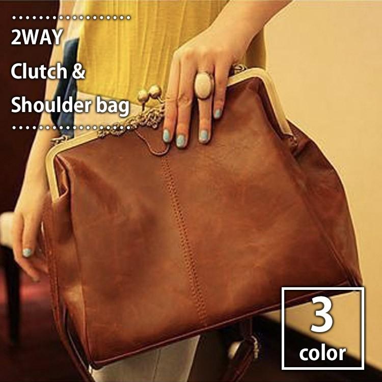 クラッチバッグ 2way がま口 オケージョン 人気 女性用 オシャレ 可愛い ハンドバッグ 軽量 大きめ 通勤 カジュアル カバン かばん 鞄 Ccc32 Kqeenstore 通販 Yahoo ショッピング
