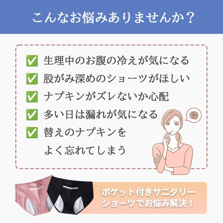 サニタリーショーツ ポケット付き 5枚セット 生理 パンツ 漏れない