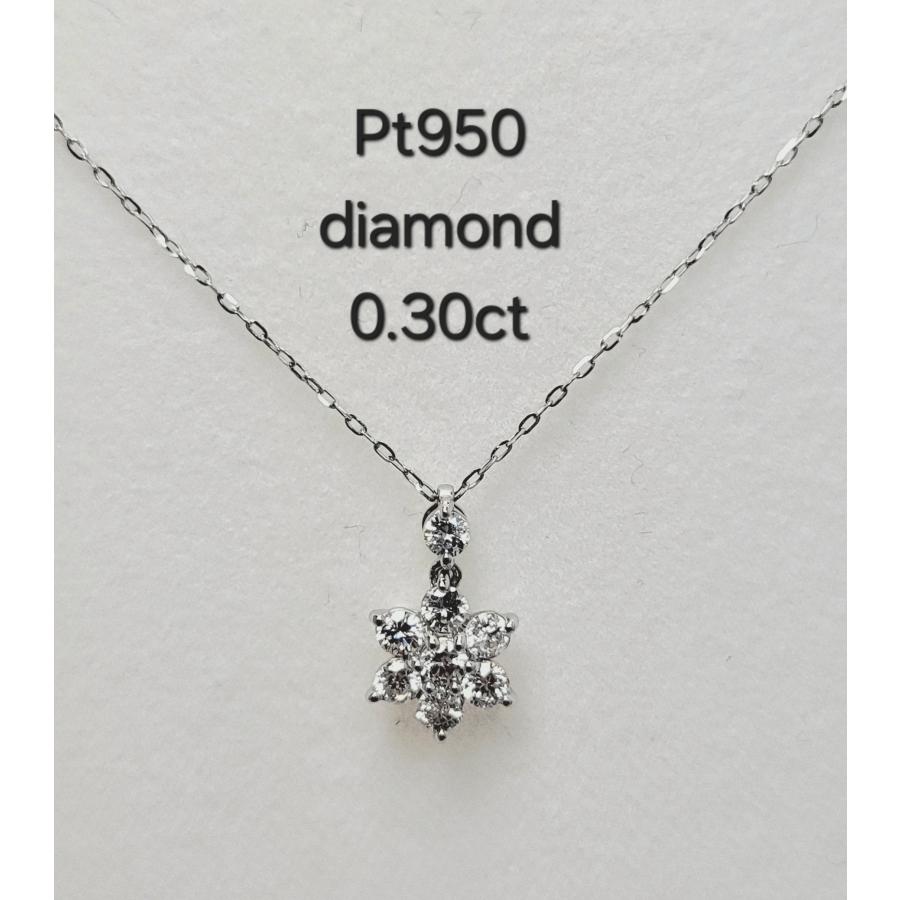 Pt950 プラチナ diamonnd ダイヤモンド フラワーモチーフ 0.30ct ネックレス
