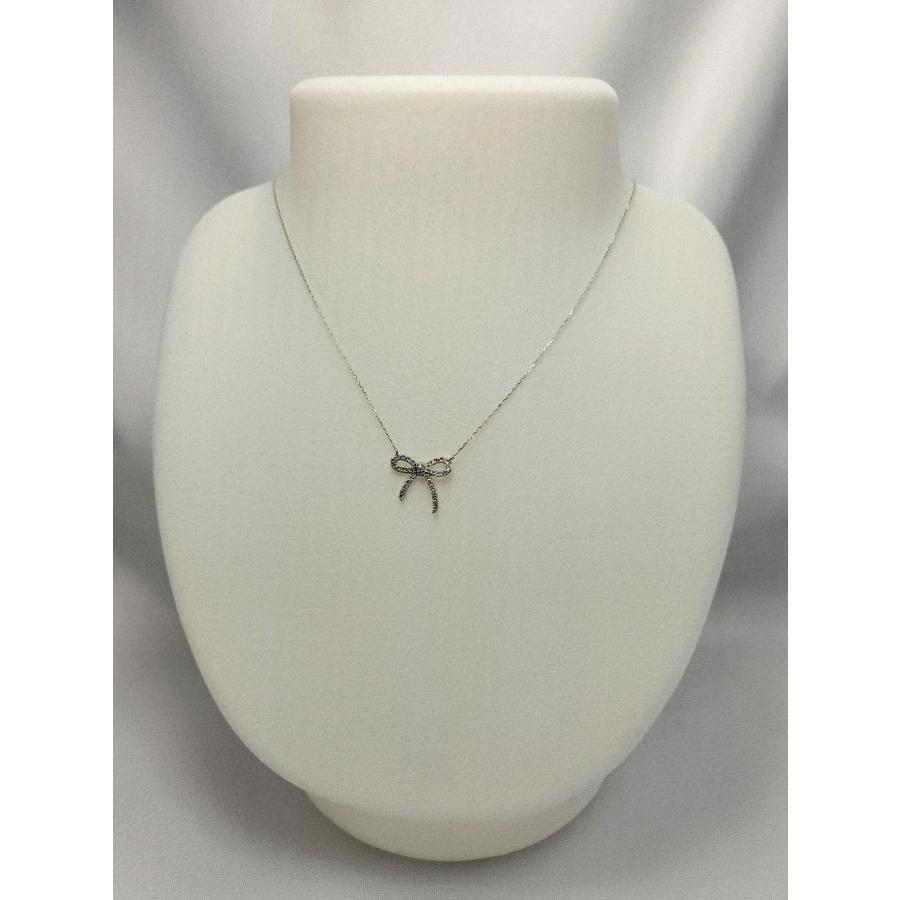 Pt850 ダイヤモンド リボン ネックレス Pt950/Pt850 プラチナ ダイヤモンド 0.2ct リボン ネックレス : K・R
