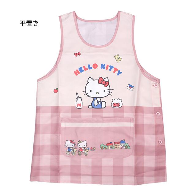 キャラクター エプロン 大人用 かわいい ハローキティ 保育士 脇ボタン