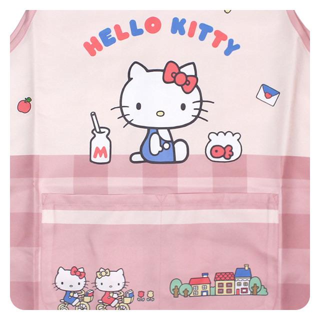 キャラクター エプロン 大人用 かわいい ハローキティ 保育士 脇ボタン