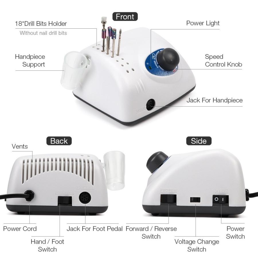 爆売り 強いl65wrpm電動ネイルドリル機210モデルハンドピースマニキュアペディキュアネイルファイルビットネイルアート機器 海外輸入 Atempletonphoto Com