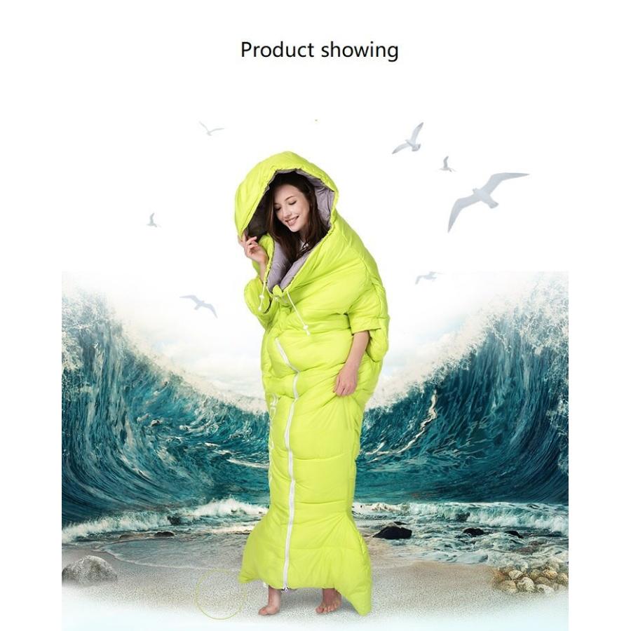 寝袋 シュラフ 手足が出せる コンパクト アウトドア かわいい グリーン 1kg 最安値挑戦