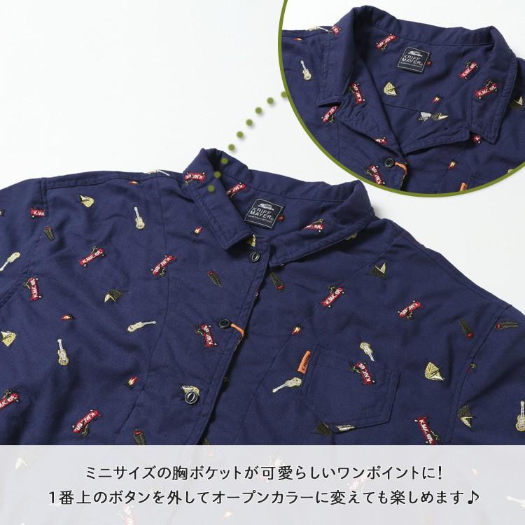 ワンピース 半袖 夏 ロング シャツワンピース 羽織り カジュアル ゆったり アウトドア キャンピング刺繍ワンピ Kriff Mayer Ladys クリフメイヤーレディース l Kriff Mayer 通販 Yahoo ショッピング