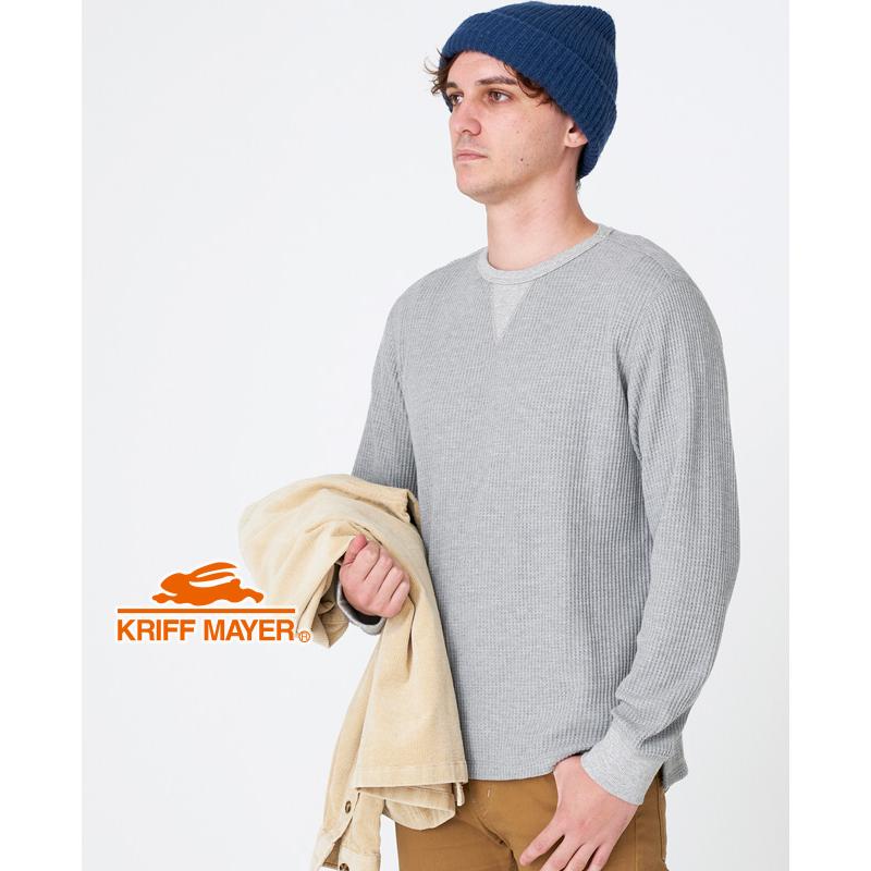 メンズ 長袖tシャツ ワッフル インナー 無地 刺繍 クルーネック アウトドア カジュアル サーマル指貫きロンt Kriff Mayer クリフメイヤー 173 Kriff Mayer 通販 Yahoo ショッピング