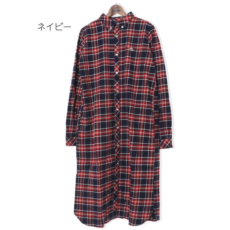 シャツワンピース ロング チェック 長袖 秋 冬 ネルシャツ ロングシャツ チェックネルワンピース Kriff Mayer Ladys クリフメイヤー レディース fw l Kriff Mayer 通販 Yahoo ショッピング