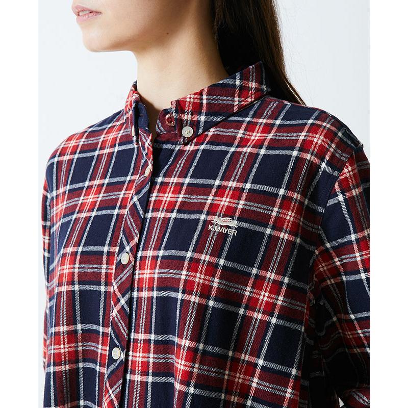 シャツワンピース ロング チェック 長袖 秋 冬 ネルシャツ ロングシャツ チェックネルワンピース Kriff Mayer Ladys クリフメイヤーレディース fw l Kriff Mayer 通販 Yahoo ショッピング