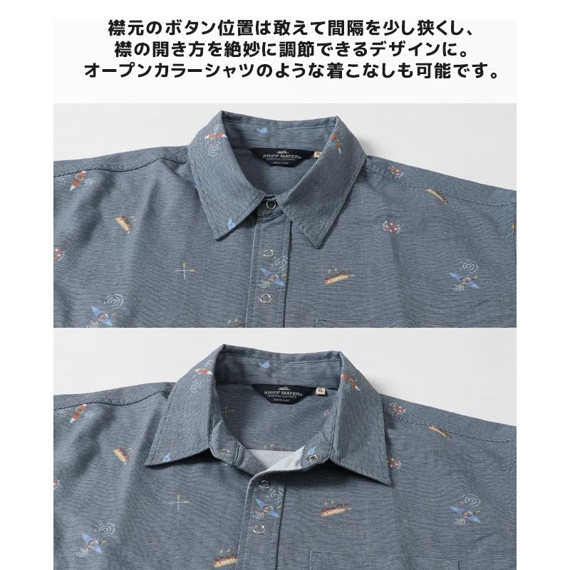 メンズ レギュラーカラー スナップボタン 涼しい 総柄 羽織り アメカジ カジュアル シンプル 夏 さらっとエアー半袖柄シャツ Kriff Mayer クリフメイヤー b Kriff Mayer 通販 Yahoo ショッピング