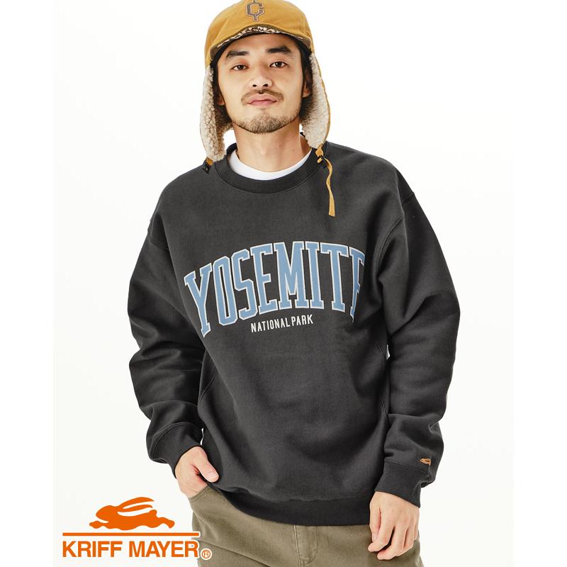 メンズ スウェット トレーナー 裏起毛 カレッジロゴ クルーネック アメカジ 春 秋 冬 ヘビーオンス裏毛クルー Yosemite Kriff Mayer クリフメイヤー 最大66 オフ