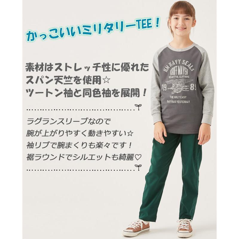 長袖 Tシャツ 120cm〜170cm キッズ ロンT ジュニア ロゴ ミリタリー