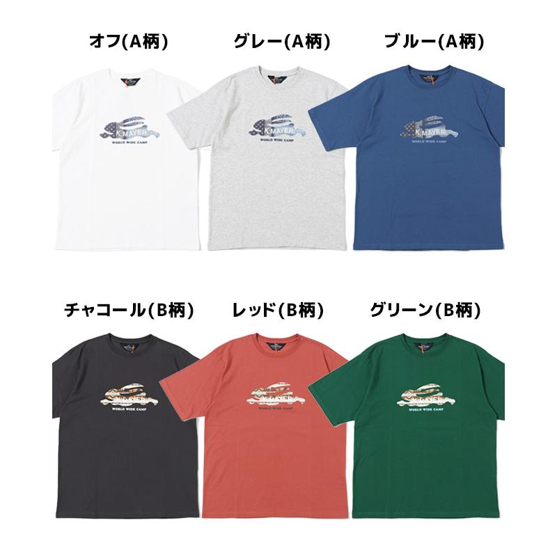 クリフメイヤー KRIFF MAYER メンズ ユニセックス 半袖 Tシャツ ブランドロゴ プリント くすみカラー アメカジ 夏 フライングラビット柄ロゴ半袖T｜kriffmayer｜26