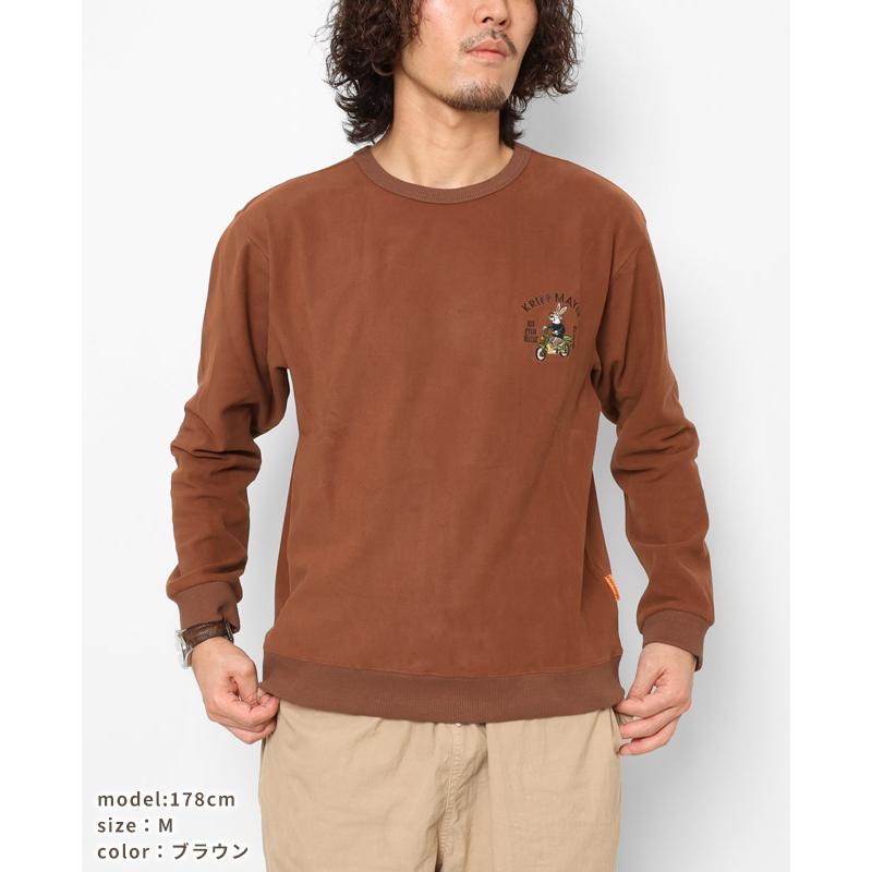 クリフメイヤー KRIFF MAYER メンズ ユニセックス 長袖 Tシャツ ワンポイント 微起毛 ワンポイント 刺繍 ドッグ アウトドア もちのび ラビット ロンT バイク | KRIFF MAYER | 13