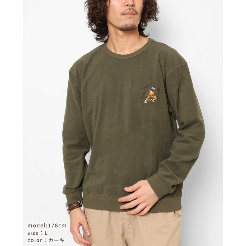 クリフメイヤー KRIFF MAYER メンズ ユニセックス 長袖 Tシャツ ワンポイント 微起毛 ワンポイント 刺繍 ドッグ アウトドア もちのび ラビット ロンT バイク | KRIFF MAYER | 14