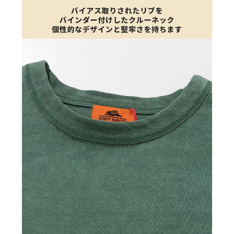 クリフメイヤー KRIFF MAYER メンズ ユニセックス 長袖 Tシャツ カットソー クルーネック 袖リブ 胸ポケ 無地 アメカジ 秋 春 ヘビーOZピグメントロンT | KRIFF MAYER | 19