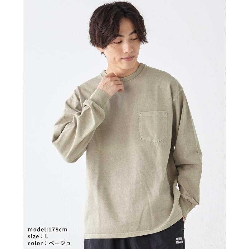 クリフメイヤー KRIFF MAYER メンズ ユニセックス 長袖 Tシャツ カットソー クルーネック 袖リブ 胸ポケ 無地 アメカジ 秋 春 ヘビーOZピグメントロンT | KRIFF MAYER | 10
