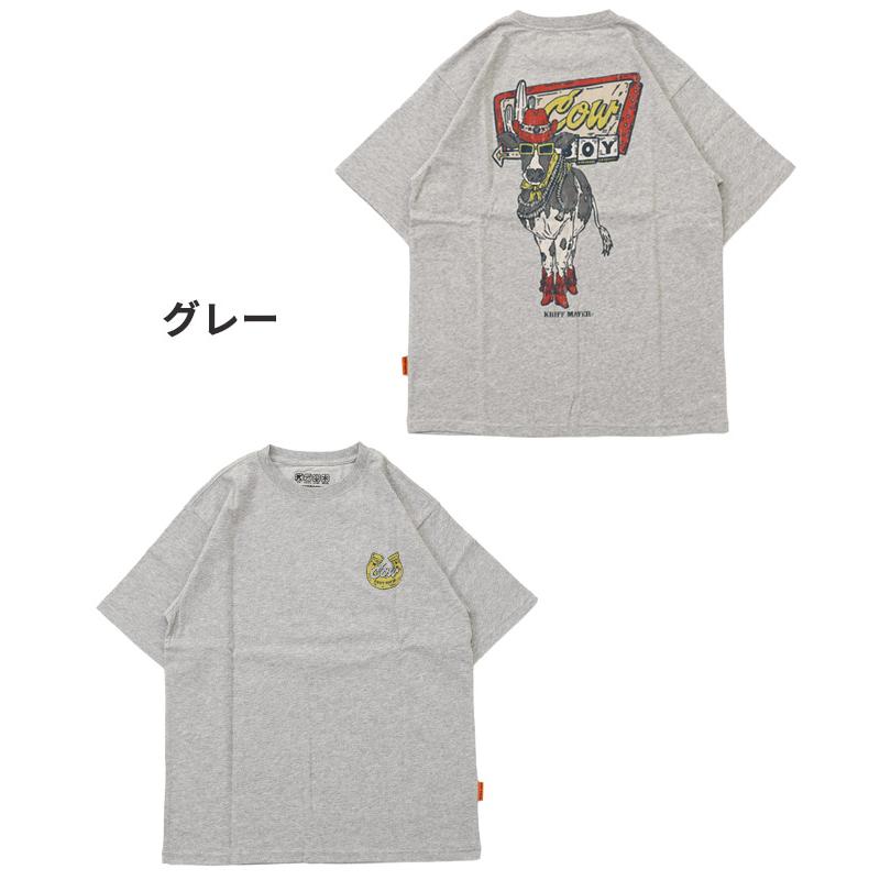 クリフメイヤー KRIFF MAYER メンズ ユニセックス 半袖 Tシャツ バックプリント アニマル 汗染み防止 撥水防汚 カジュアル アメカジ ウェットプロテクト T 牛 | KRIFF MAYER | 20