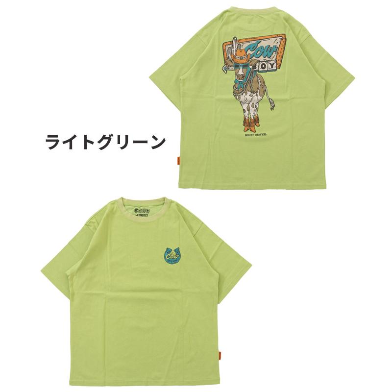 クリフメイヤー KRIFF MAYER メンズ ユニセックス 半袖 Tシャツ バックプリント アニマル 汗染み防止 撥水防汚 カジュアル アメカジ ウェットプロテクト T 牛 | KRIFF MAYER | 23