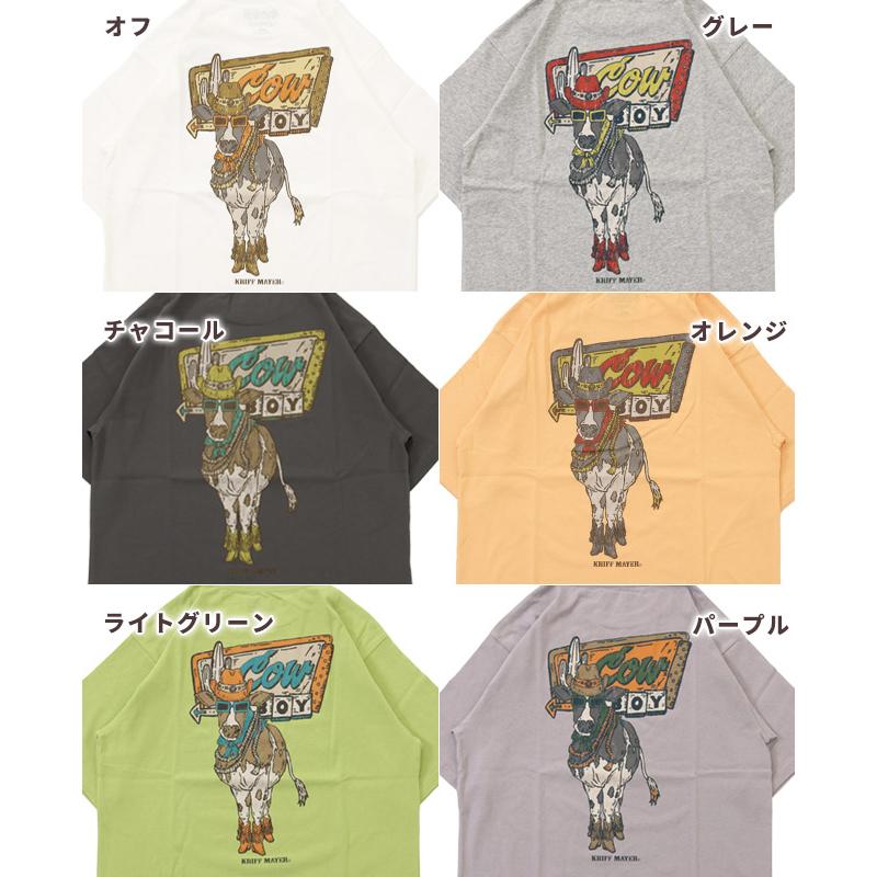 クリフメイヤー KRIFF MAYER メンズ ユニセックス 半袖 Tシャツ バックプリント アニマル 汗染み防止 撥水防汚 カジュアル アメカジ ウェットプロテクト T 牛 | KRIFF MAYER | 25