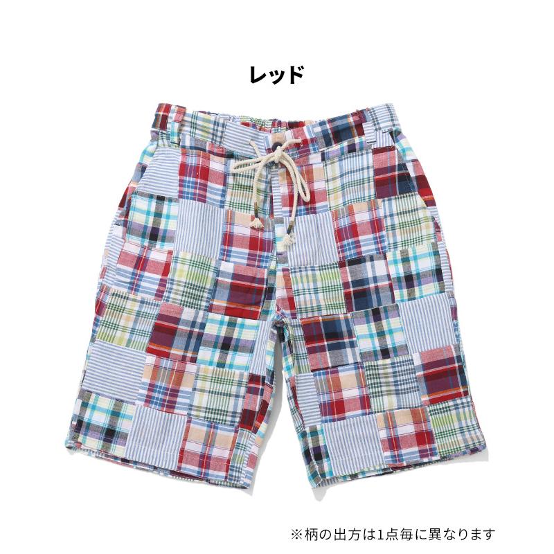 クリフメイヤー KRIFF MAYER メンズ ボトムス ショートパンツ 短パン イージーパンツ ハーフパンツ 膝丈 ウエストゴム チェック パッチワークショーツ | KRIFF MAYER | 18